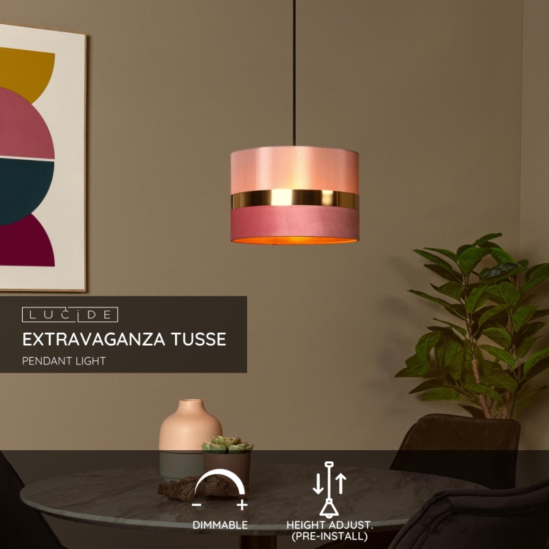 Lucide EXTRAVAGANZA TUSSE - Závesné svietidlo - 1xE27 - ružové